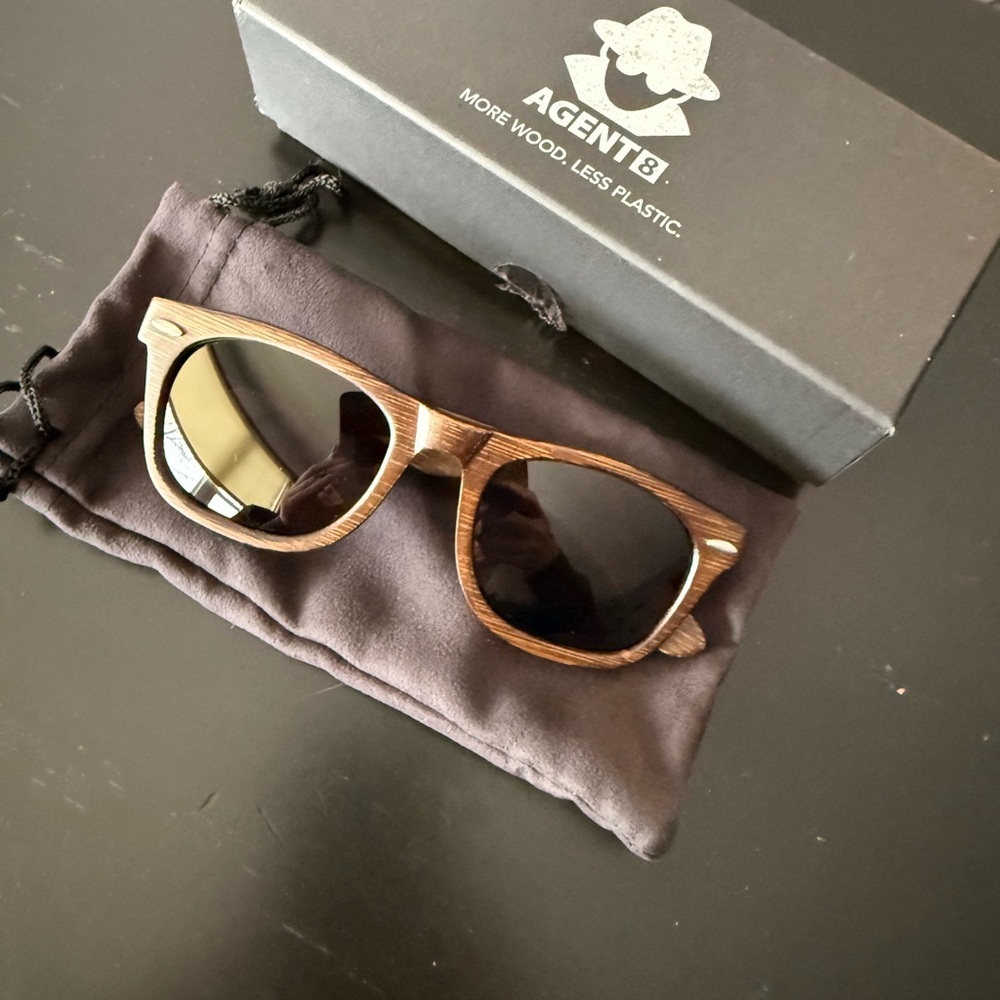 Agent 8 Brown and Gray Wood Polarized Sunglasses